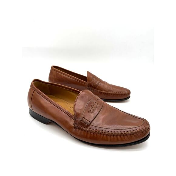 Johnston & Murphy Brown Leather Men's Penny Slip On Loafer Size 9.5 - Picture 1 of 7
